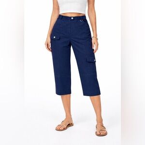 Vintage Navy Capri Cargo Pants - Petite by Michael Phillips